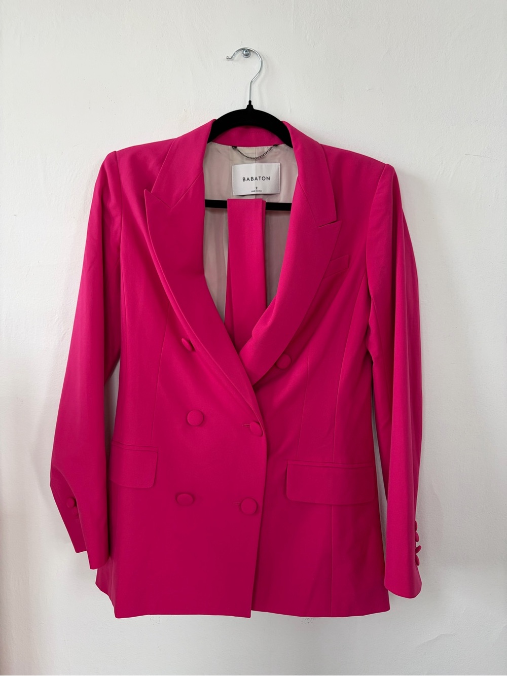 Babaton Women's Double-Breasted Hot Pink Blazer Jacket
